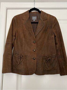 J.Jill Women’s Brown Soft Suede Leather Blazer Jacket